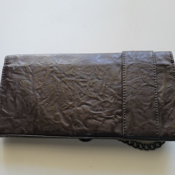 CARLOS SANTANA FAUX LEATHER BROWN MUSIC GUITAR STUD CHAIN CLUTCH PURSE - Picture 5 of 5